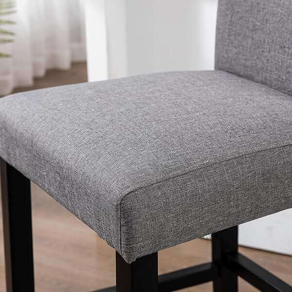 LSSPAID Bar Stools Set of 2, 24.8 Inch Upholstered Fabric Counter Height Stools, Modern Kitchen Island Wood Bar Chairs Barstools with Backrest and Solid Wood Legs, Grey - Image 9