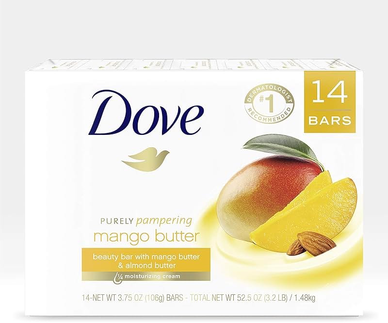 Dove Beauty Bar With Mango Butter 14 Bars To Moisturize Dry Skin More Moisturizing Than Bar Soap 3.75 oz - Product Image
