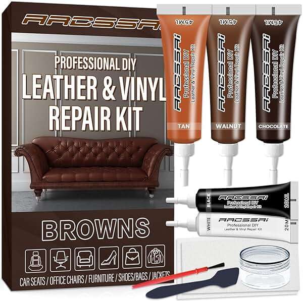 Brown Leather Repair Kit for Furniture, Couch & Car Seats – Match Different Shades of Brown, Fix Tears, Cracks, Scratches & Holes on Leather & Vinyl - Image 1