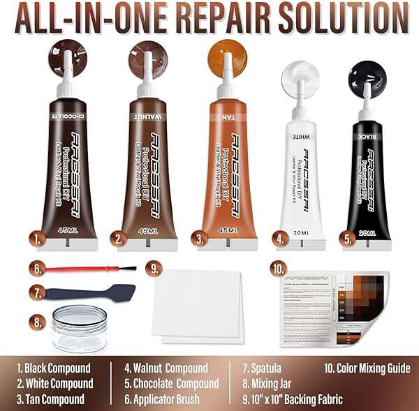 Brown Leather Repair Kit for Furniture, Couch & Car Seats – Match Different Shades of Brown, Fix Tears, Cracks, Scratches & Holes on Leather & Vinyl - Image 5