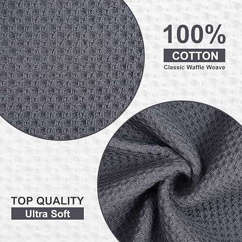 Kitinjoy 100% Cotton Kitchen Dish Cloths (12 X 12 Inches, Dark Grey), 6 Pack Waffle Weave Ultra Soft Absorbent Dish Towels for Drying Dishes Quick Drying Kitchen Towels Dish Rags - Image 4