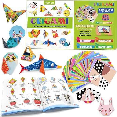 hapray Origami Kit for Kids Ages 5-8 8-12, with Guiding Book, 152 Paper with 72 Patterns, DIY Art and Craft Projects, Beginners Children's Day Gift Boy Girl - Product Image