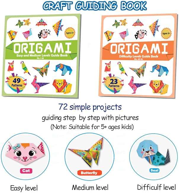 hapray Origami Kit for Kids Ages 5-8 8-12, with Guiding Book, 152 Paper with 72 Patterns, DIY Art and Craft Projects, Beginners Children's Day Gift Boy Girl - Image 4