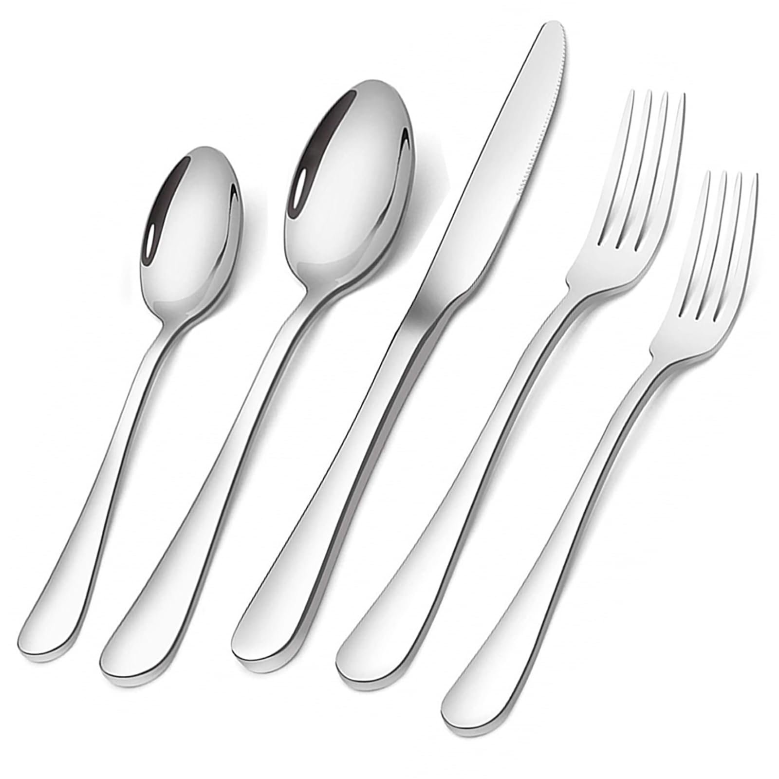 Silverware Set, Briout Flatware Set Service for 4 Stainless Steel Cutlery Set 20 Piece Include Upgraded Knife Spoon Fork Mirror Polished, Dishwasher Safe - Product Image