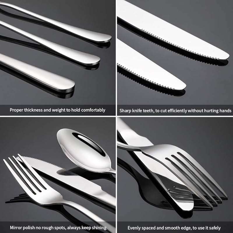 Silverware Set, Briout Flatware Set Service for 4 Stainless Steel Cutlery Set 20 Piece Include Upgraded Knife Spoon Fork Mirror Polished, Dishwasher Safe - Image 4