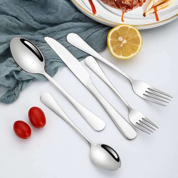 Silverware Set, Briout Flatware Set Service for 4 Stainless Steel Cutlery Set 20 Piece Include Upgraded Knife Spoon Fork Mirror Polished, Dishwasher Safe - Image 6