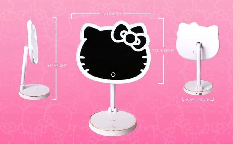 Impressions Vanity Hello Kitty Tabletop Mount LED Cordless Makeup Mirror with 360 Degree Rotation, Touch Sensor Desk Mirror with Light Strip and Adjustable Brightness - Image 3