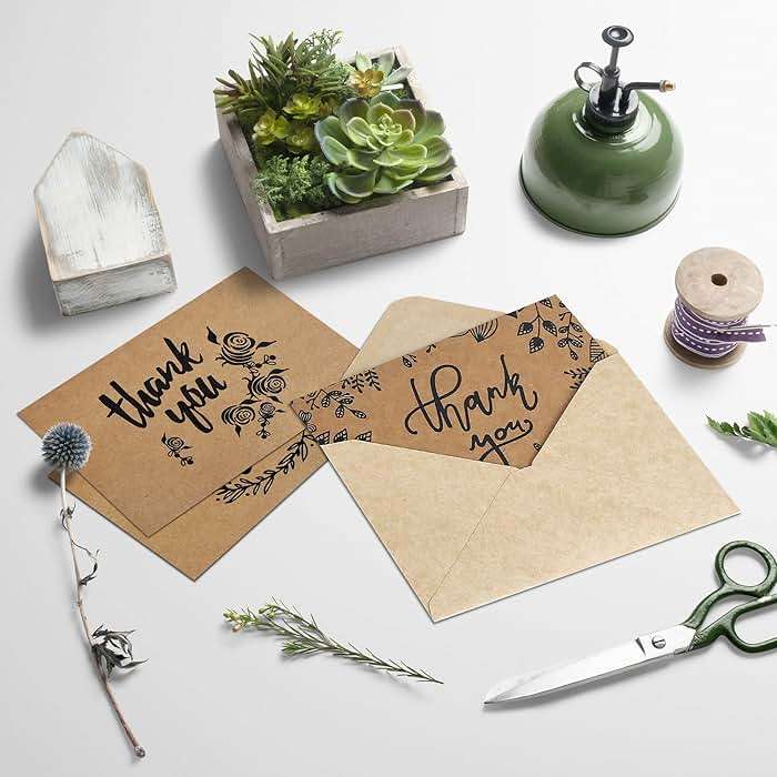 caqpo Thank You Cards With Envelopes - 160 Sets Premium Kraft Thank You Cards Bulk - TY Notes with 8 Graceful Designs - Floral Card for Celebration, Wedding, Baby & Bridal Shower 4x6 - Image 2