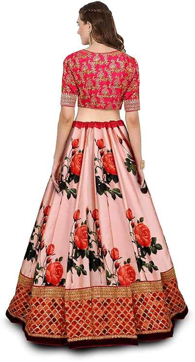 stylishfashion Bollywood Designer lehnga Women's Semi Stitched lengha Pink and Silk Embroidery Heavy lehenga Choli - Image 2