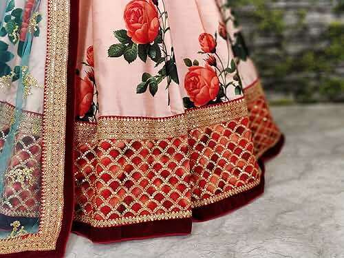 stylishfashion Bollywood Designer lehnga Women's Semi Stitched lengha Pink and Silk Embroidery Heavy lehenga Choli - Image 4