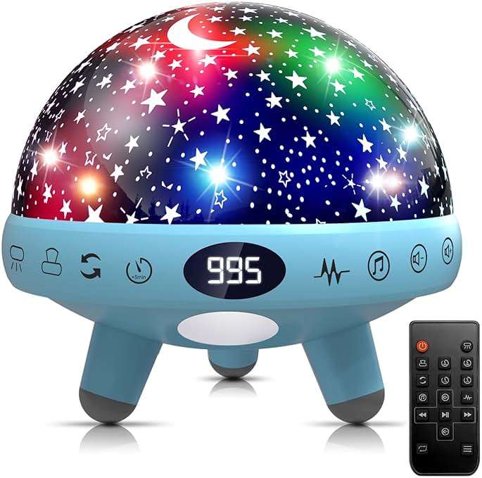 YACHANCE Night Light for Kids Room with Sound Machine Baby Night Light Star Projector White Noise Machine for Sleeping Soother Nursery Lamp 9 Natural Sounds 20 Lullabies with Remote Timer - Image 1