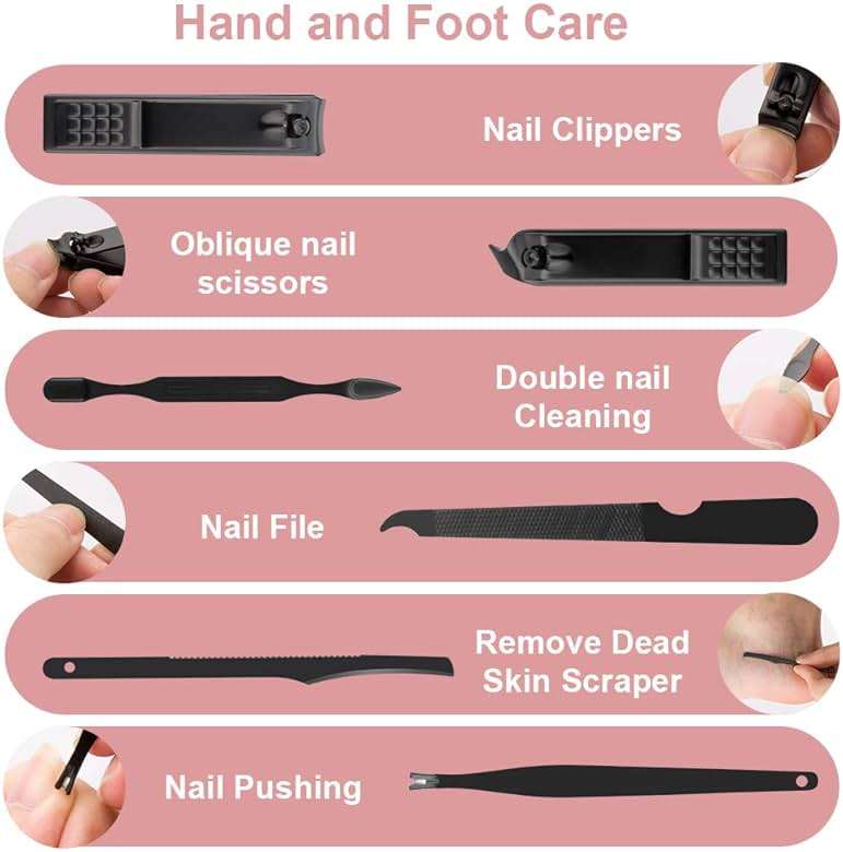 OKOMER Nail Clipper Set - Professional Manicure Set 10 PCS Stainless Steel Nail Kit with Travel Case, Nail Clippers Set Gift for Men Women - Image 3