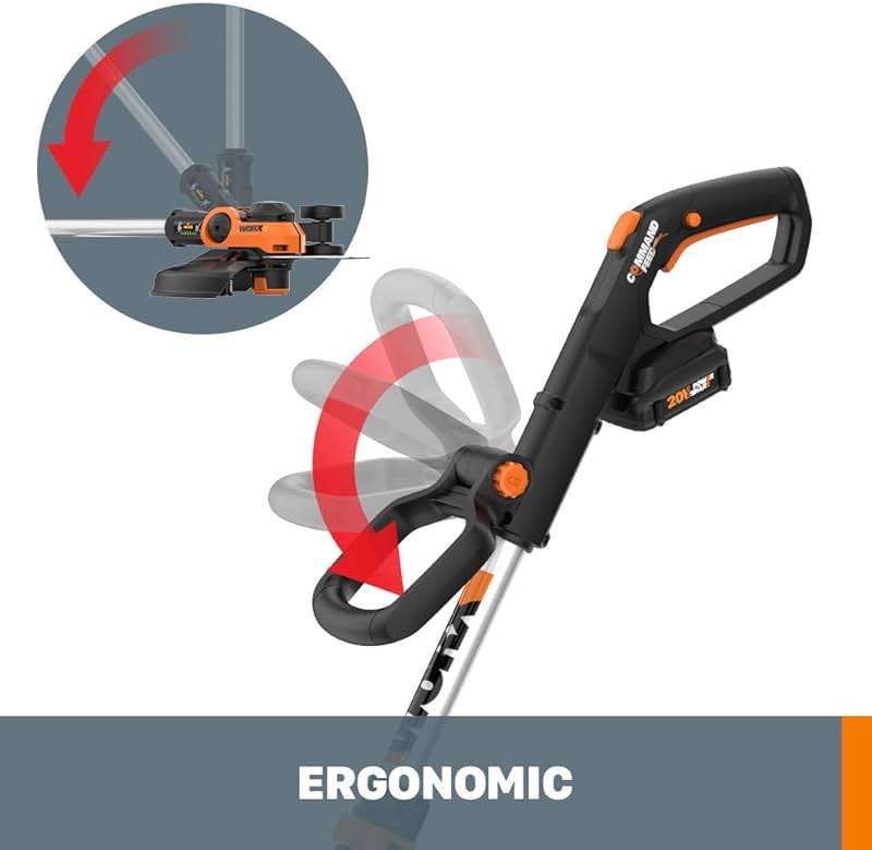 Worx Cordless String Trimmer & Lawn Edger, 12" Electric Weed Wacker with Command Feed, 20V Weed Eater with 5.5 LBS, Battery & Charger Included, WG163.8 - Image 4