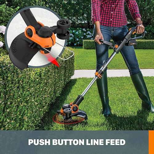 Worx Cordless String Trimmer & Lawn Edger, 12" Electric Weed Wacker with Command Feed, 20V Weed Eater with 5.5 LBS, Battery & Charger Included, WG163.8 - Image 5