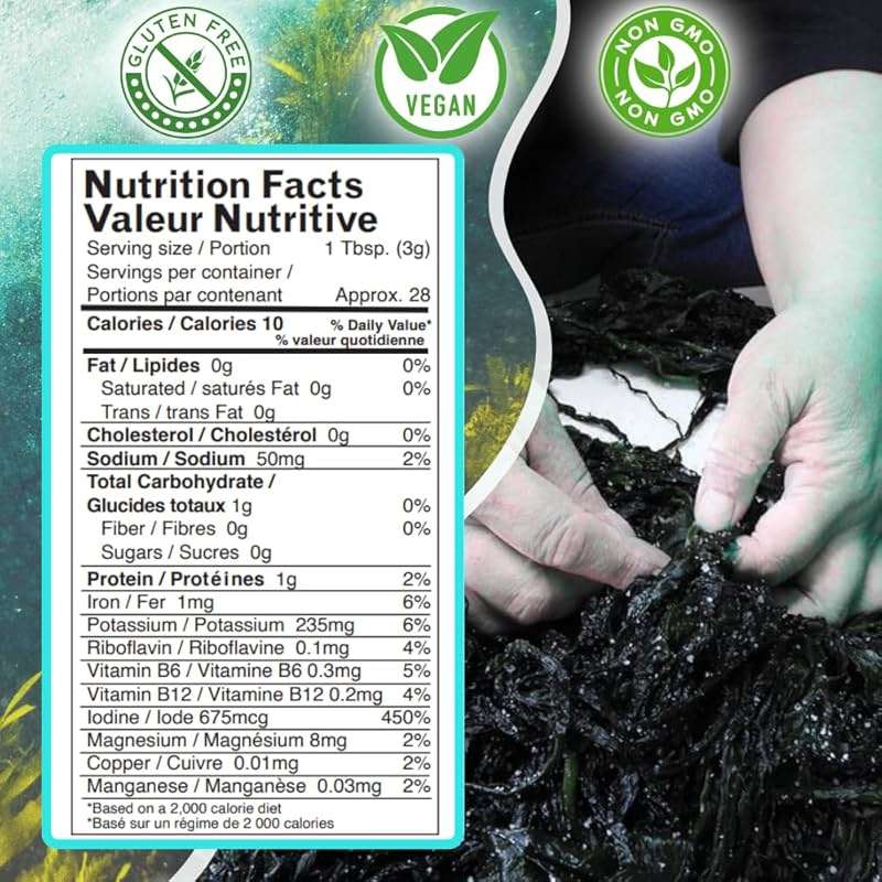 Ocean's Balance Organic Dulse Flakes — Atlantic Dulse Organic Flakes for Keto, Paleo Diet, Vegetarian & Vegan Diets — Dried Vegetable Gluten Free Products (3oz/Bag) - Image 2