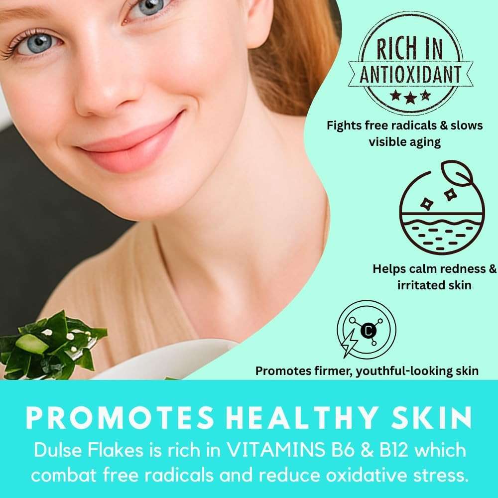 Ocean's Balance Organic Dulse Flakes — Atlantic Dulse Organic Flakes for Keto, Paleo Diet, Vegetarian & Vegan Diets — Dried Vegetable Gluten Free Products (3oz/Bag) - Image 3