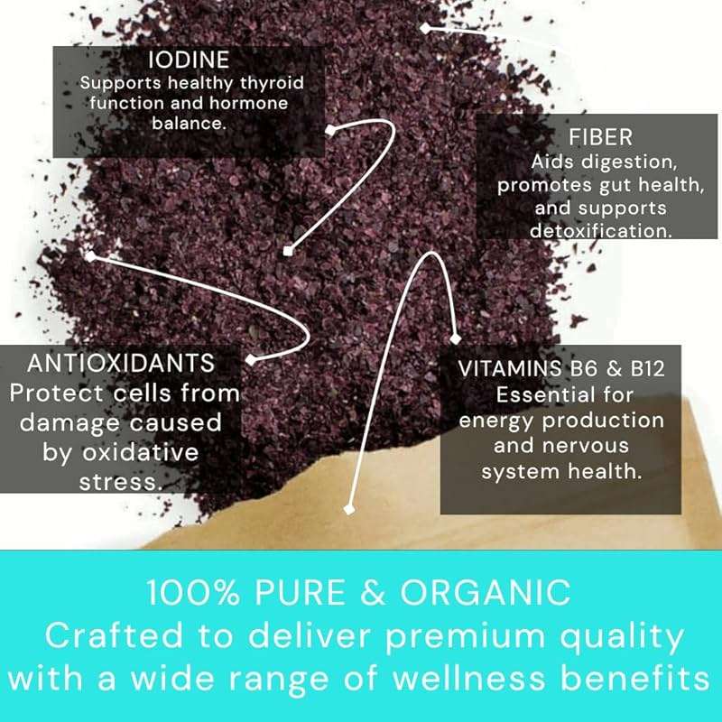 Ocean's Balance Organic Dulse Flakes — Atlantic Dulse Organic Flakes for Keto, Paleo Diet, Vegetarian & Vegan Diets — Dried Vegetable Gluten Free Products (3oz/Bag) - Image 5