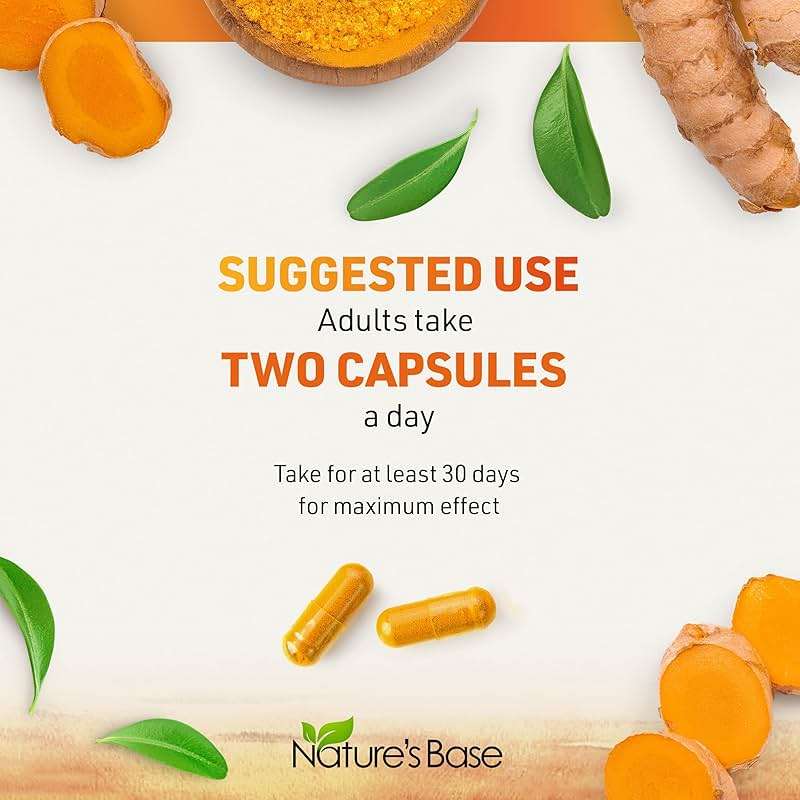 Nature's Base Turmeric and Ginger Supplement - with Curcumin, Apple Cider Vinegar & BioPerine Black Pepper Extract - 95% Curcuminoids - 60 Capsules - Image 6