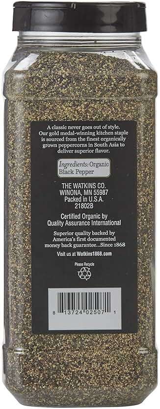 Watkins Gourmet Spice, Organic Ground Black Pepper, Bulk Food Service Size, 15.7 oz (Pack of 1) - Image 2