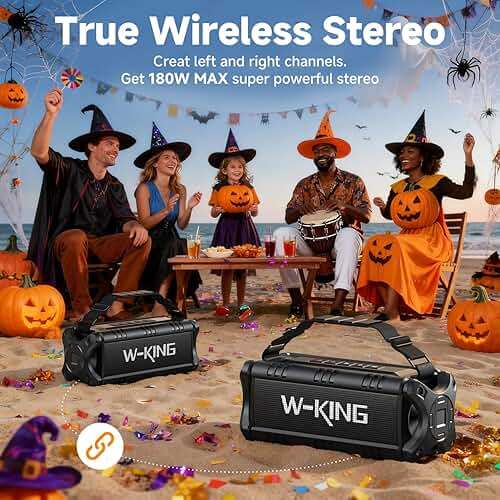 W-KING Bluetooth Speaker, 90W(Max) Loud IPX6 Waterproof Portable Speaker, 50W Deep Bass/40H/EQ/TF/AUX, 105dB Rugged Large Boombox Speakers Bluetooth Wireless for Party/Outdoor/Camping/Beach Essentials - Image 4