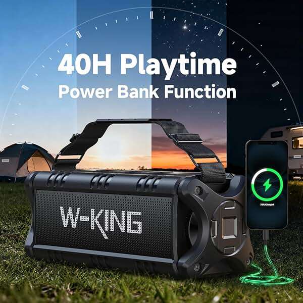 W-KING Bluetooth Speaker, 90W(Max) Loud IPX6 Waterproof Portable Speaker, 50W Deep Bass/40H/EQ/TF/AUX, 105dB Rugged Large Boombox Speakers Bluetooth Wireless for Party/Outdoor/Camping/Beach Essentials - Image 5