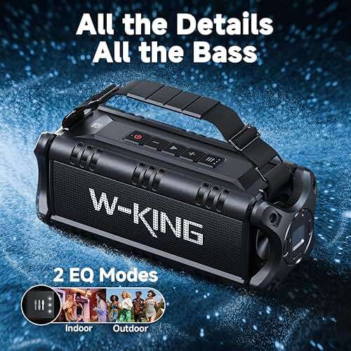 W-KING Bluetooth Speaker, 90W(Max) Loud IPX6 Waterproof Portable Speaker, 50W Deep Bass/40H/EQ/TF/AUX, 105dB Rugged Large Boombox Speakers Bluetooth Wireless for Party/Outdoor/Camping/Beach Essentials - Image 6