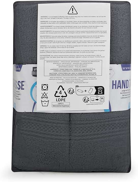 Utopia Towels 6 Pack Premium Hand Towels Set, 16 by 28 inches, 100% Ring Spun Cotton, Ultra Soft and Highly Absorbent 600GSM Towels for Bathroom, Gym, Shower, Hotel, and Spa, Grey - Image 11