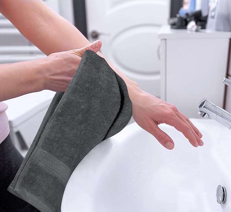 Utopia Towels 6 Pack Premium Hand Towels Set, 16 by 28 inches, 100% Ring Spun Cotton, Ultra Soft and Highly Absorbent 600GSM Towels for Bathroom, Gym, Shower, Hotel, and Spa, Grey - Image 4