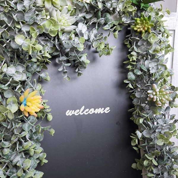 Winlyn 5.9' Long Faux Silver Dollar Eucalyptus Leaves Greenery Artificial Garland in Grey Green for Wedding Arch Swag Backdrop Doorways Table Runner Indoor Outdoor - Image 8