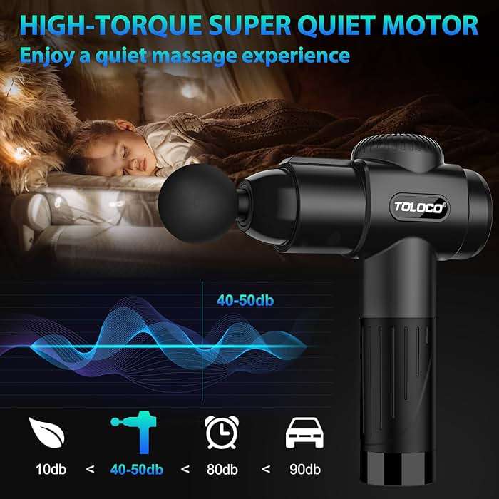 TOLOCO Massage Gun, Deep Tissue Back Massage for Athletes for Pain Relief, Percussion Massager with 10 Massages Heads & Silent Brushless Motor, Christmas Gifts for Women, Men, Black - Image 3