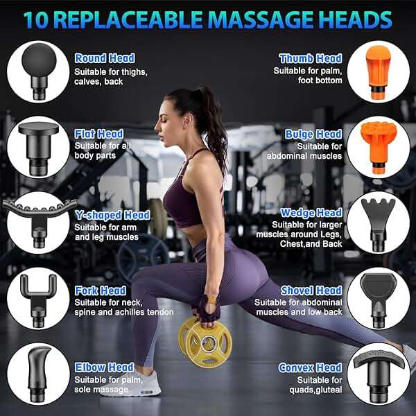 TOLOCO Massage Gun, Deep Tissue Back Massage for Athletes for Pain Relief, Percussion Massager with 10 Massages Heads & Silent Brushless Motor, Christmas Gifts for Women, Men, Black - Image 5