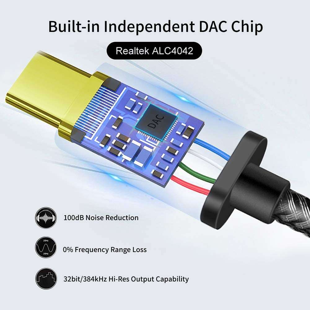 USB C to 3.5mm Headphone Adapter - USB Type C to AUX Audio Jack Hi-Res DAC Dongle Cable Cord Compatible with iPhone 16/15 Pro Max, Samsung Galaxy S25 S24 S23 S22 FE Ultra - Image 2