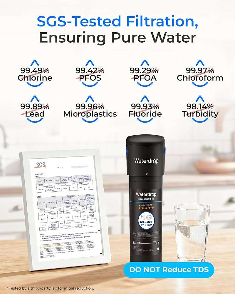 Waterdrop 10UA Under Sink Water Filter System, Reduces PFAS, PFOA/PFOS, Lead, Chlorine, Bad Taste & Odor, Under Counter Water Filter Connects Directly to Your Faucet, NSF/ANSI 42 Certified, 1 Year - Image 3