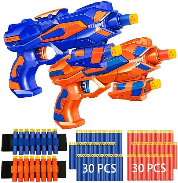Wordot 2 Pack Guns Boys Toy-with 60 Soft Foam Darts Bullets& 2 Wrist Bands-Kids Hand Gun Toys Gifts Party Supplies for 3,4,5,6,7,8,9 Years Kids - Product Image