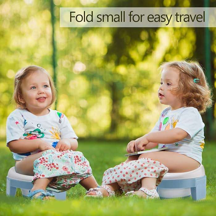 MCGMITT Potty Training Toilet Seat for Toddlers Boys Girls, Portable Baby Toilet Soft EVA Folding Kids Potty Chair Cover with Splash Guard for Travel, Including 3 Non-Slip Feet and Storage Bag (Blue) - Image 8