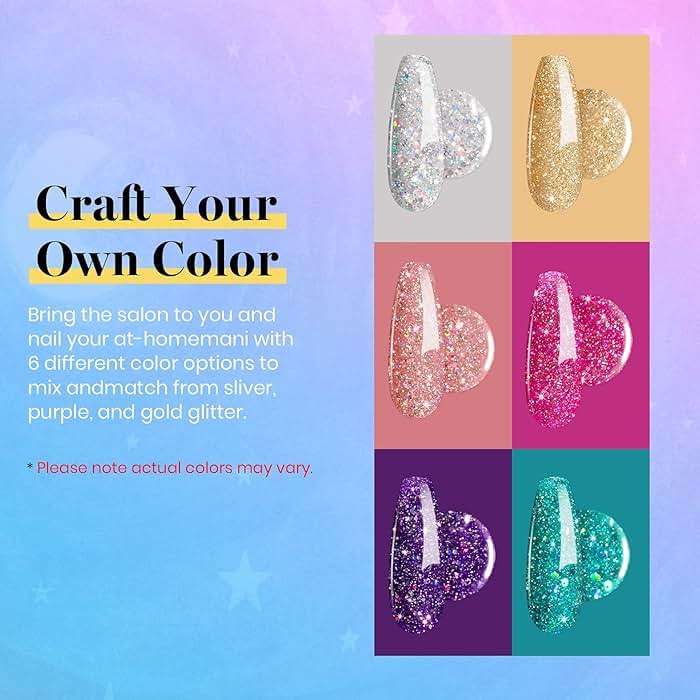 Beetles Glitter Gel Polish, 6 Pcs Pink Silver Platinum Gel Polish Kit Soak off Uv Lamp Shimmer Purple Pink Green Gold Glitter Nail Polish Kit Holiday Spring Gift Design for Party - Image 3