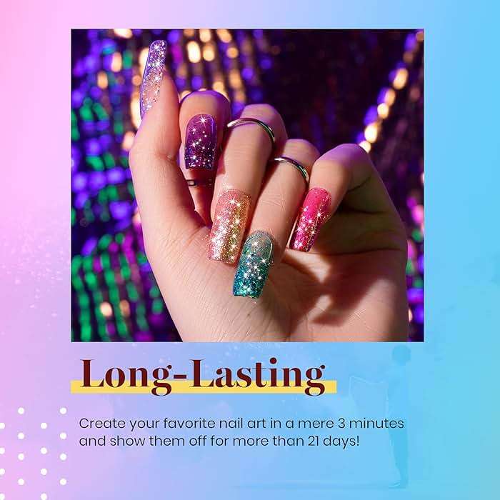 Beetles Glitter Gel Polish, 6 Pcs Pink Silver Platinum Gel Polish Kit Soak off Uv Lamp Shimmer Purple Pink Green Gold Glitter Nail Polish Kit Holiday Spring Gift Design for Party - Image 4
