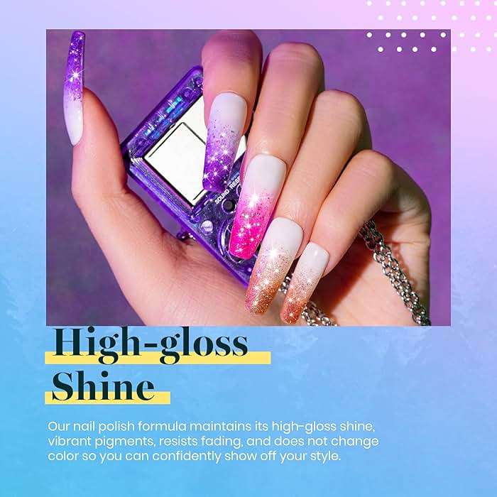 Beetles Glitter Gel Polish, 6 Pcs Pink Silver Platinum Gel Polish Kit Soak off Uv Lamp Shimmer Purple Pink Green Gold Glitter Nail Polish Kit Holiday Spring Gift Design for Party - Image 6