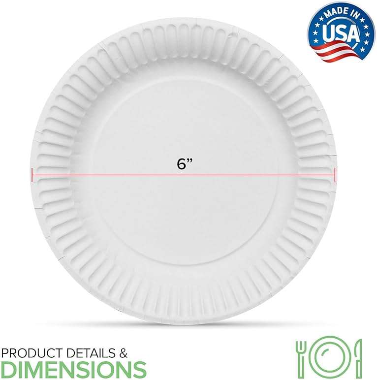 6-Inch Paper Plates Uncoated, Everyday Disposable Dessert Plates 6" Paper Plate Bulk, White, 500 Count, Stock Your Home - Image 3