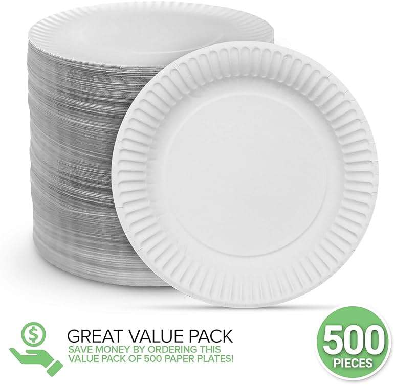 6-Inch Paper Plates Uncoated, Everyday Disposable Dessert Plates 6" Paper Plate Bulk, White, 500 Count, Stock Your Home - Image 4