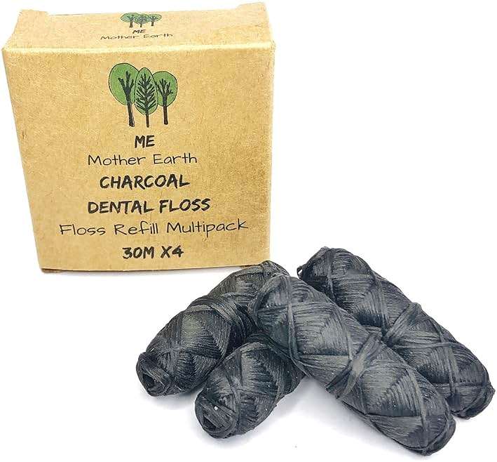 Vegan Biodegradable Bamboo Charcoal Dental Floss Refill Refill | Natural Candelilla Wax | 30M x4 | Peppermint Essential Oil | Eco Friendly Zero Waste Oral Care | 4 Pack - Image 4