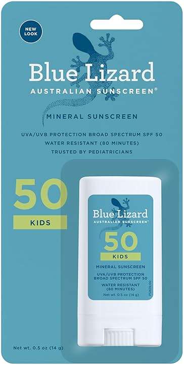 Blue Lizard Kids Mineral SPF 50 Sunscreen Stick, Zinc Oxide, 100% Mineral Actives, Developed for Kids’ Sensitive Skin, TSA-Friendly, Vegan, Paraben-free, Fragrance-Free, 0.5 oz - Image 1