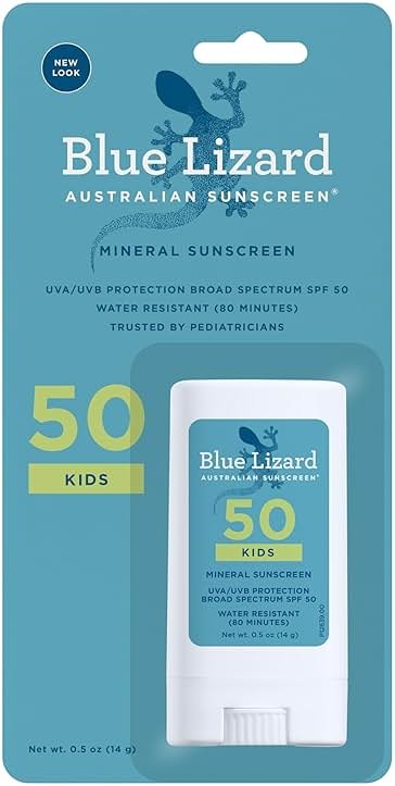 Blue Lizard Kids Mineral SPF 50 Sunscreen Stick, Zinc Oxide, 100% Mineral Actives, Developed for Kids’ Sensitive Skin, TSA-Friendly, Vegan, Paraben-free, Fragrance-Free, 0.5 oz - Product Image