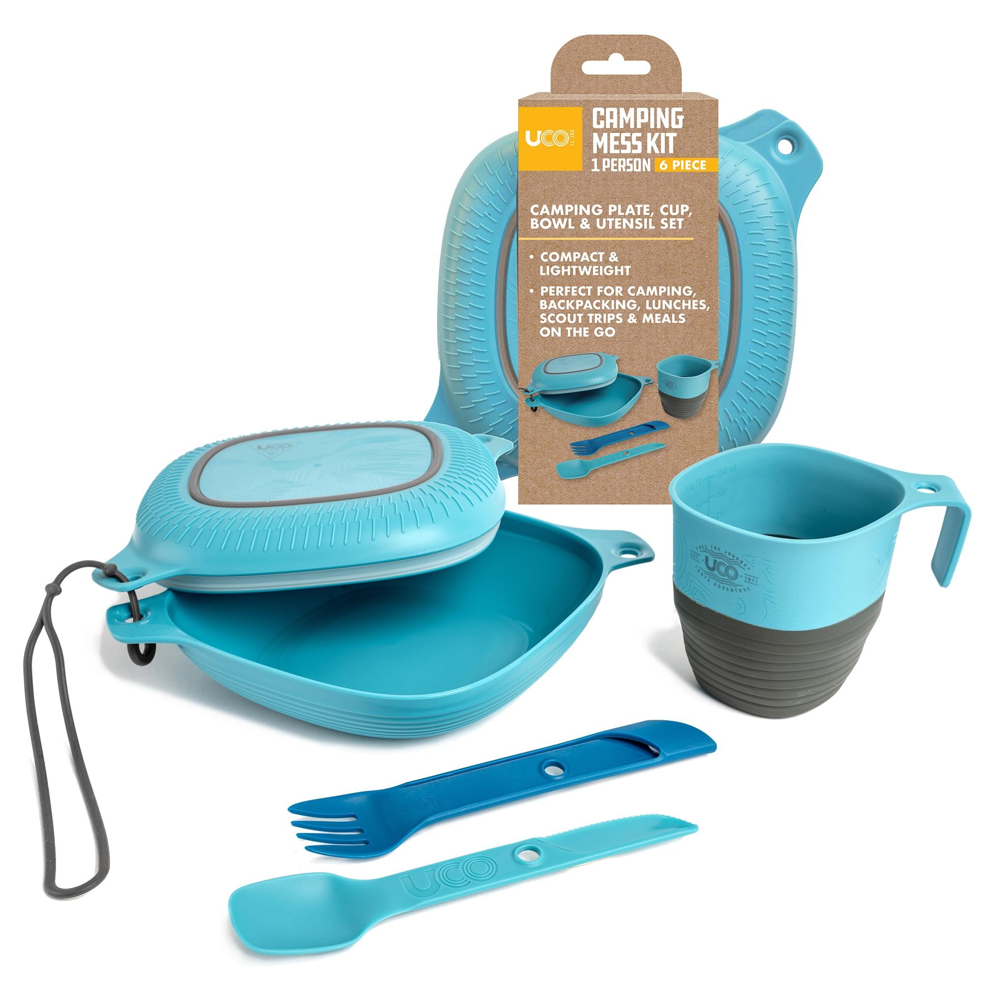 UCO Camping Mess Kit with Bowl, Plate, Collapsible Cup, and Switch Camping Spork - Product Image