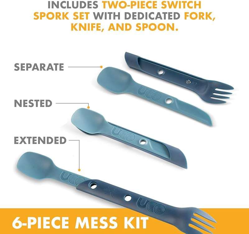 UCO Camping Mess Kit with Bowl, Plate, Collapsible Cup, and Switch Camping Spork - Image 4
