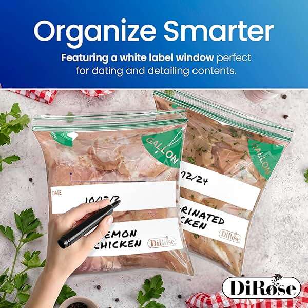 DiRose Gallon Bags Pack of 250 – 1 Gallon Reclosable Storage Bags – Practical and Durable Design – Food Safe Non-BPA Material – Easy Zip Closure – Ideal for Food, Snacks, Dog Treats, Organizing - Image 6