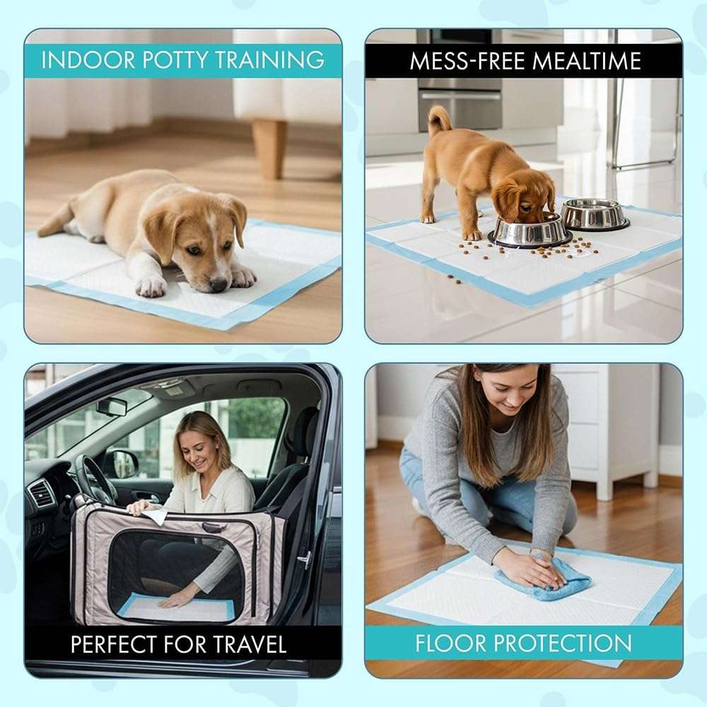 TBM Puppy Pads 100 Count - 23.6" x 23.6" - Super Absorbent Pee Pads for Dogs - Premium Leak-Proof - Pets Potty Training Essentials - Disposable Quick- Dry Pads for Puppies | Cats | Rabbits - Image 8