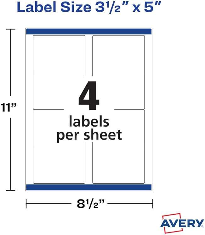 Avery Shipping Address Labels, Laser & Inkjet Printers, 1,000 Labels, 3-1/2 x 5, Permanent, 2 Packs (95935) - Image 3