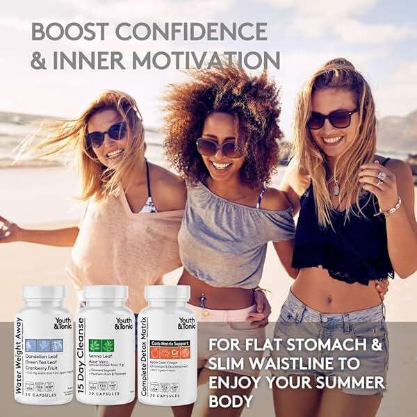 Youth & Tonic 3pk Detox Cleanse Weight Loss - Colon Cleanse & Water Pills - 15 Day Kick-Off for Belly Bloating & Water Retention Relief, Full Body, Gut & Colon Cleanser - 90 Capsules for Women & Men - Image 5