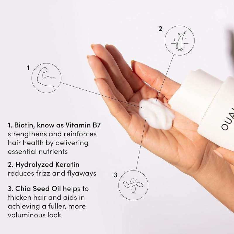 OUAI Fine Hair Conditioner - Volumizing Conditioner for Fine Hair Made with Keratin, Biotin and Chia Seed Oil - Adds Softness, Bounce and Volume - Free from Parabens, Sulfates, and Phthalates (10 Oz) - Image 3